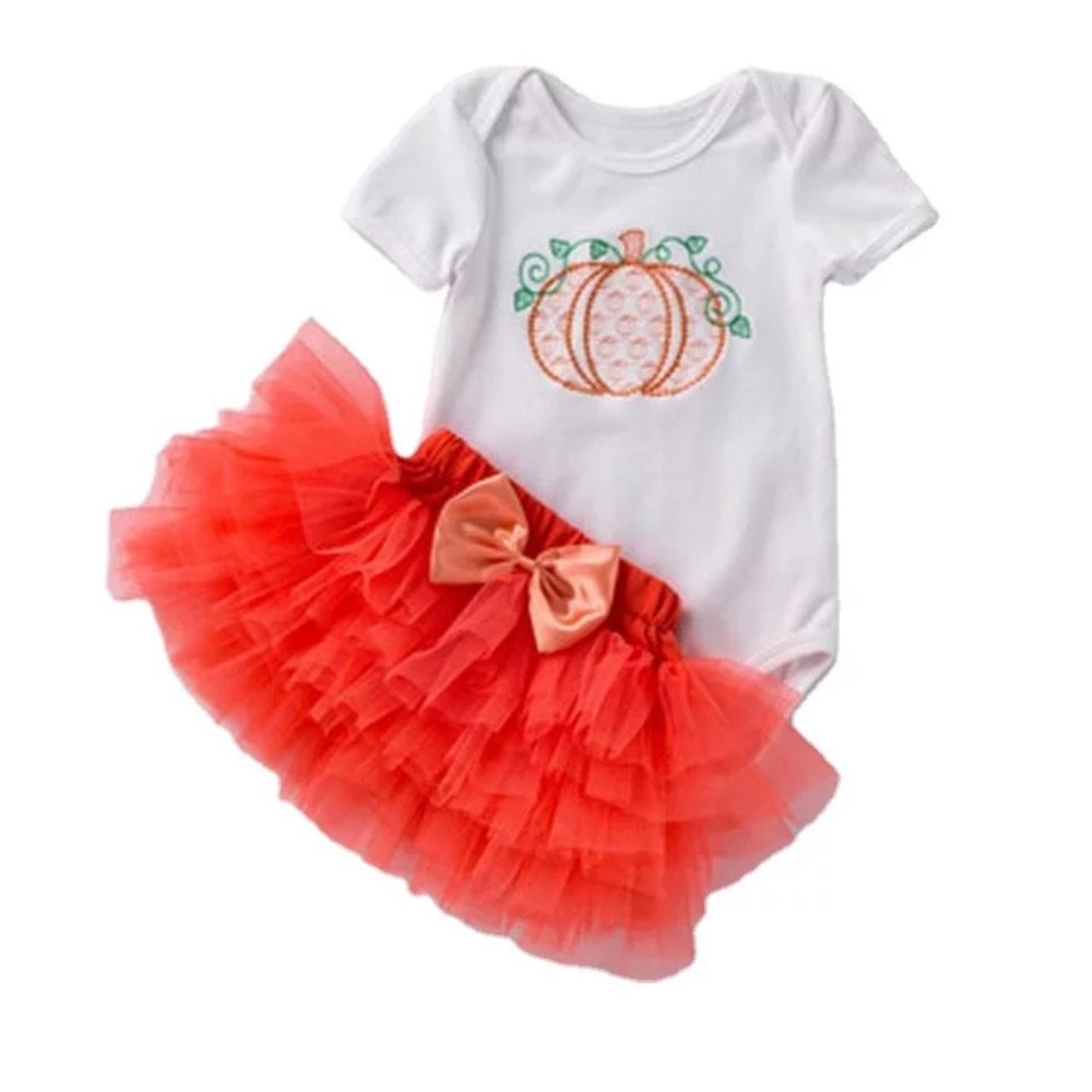 Embroidered Pumpkin, Tutu Set